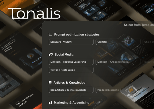 Tonalis 25+ Content Formats — LinkedIn posts, blog articles, pitch decks and more
